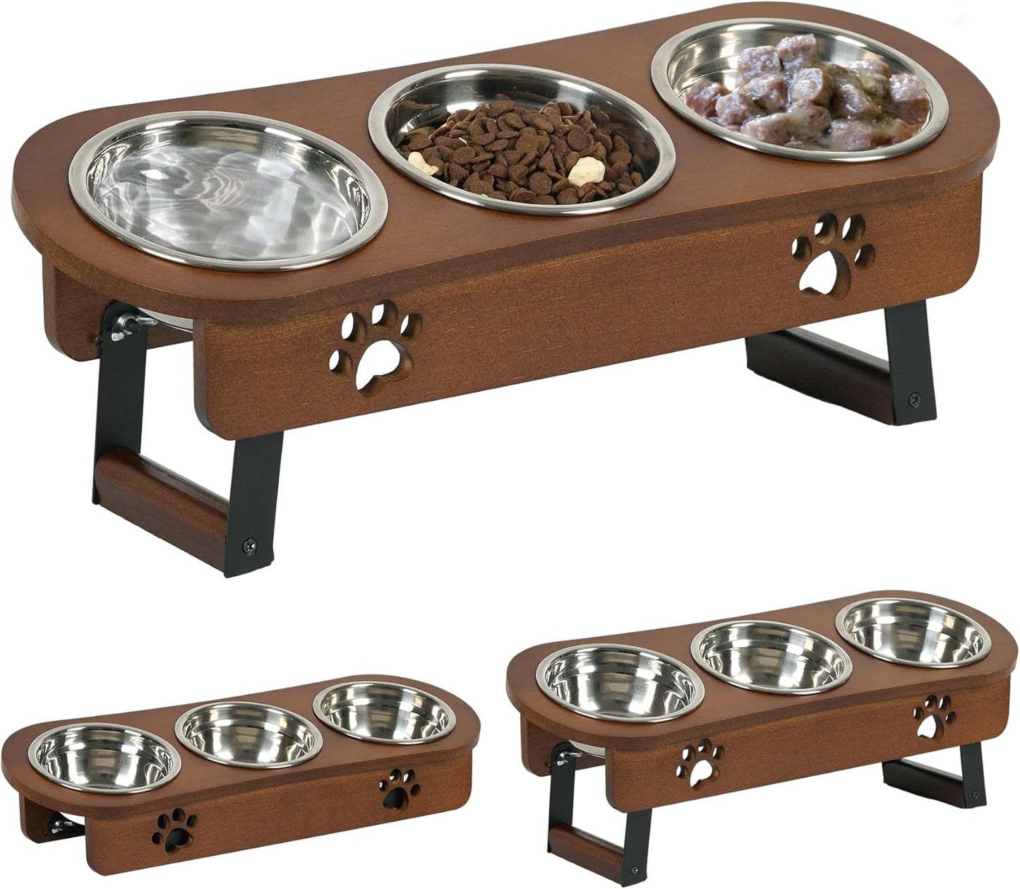 CILXGQLN Raised Cat Food Bowl, 2 Height Elevated Cat Bowls for Cats Small Dogs Puppy, Tilted Elevated Dog Bowls, 3 Bowl Cat Feeder Dog Pet Bowl Stand