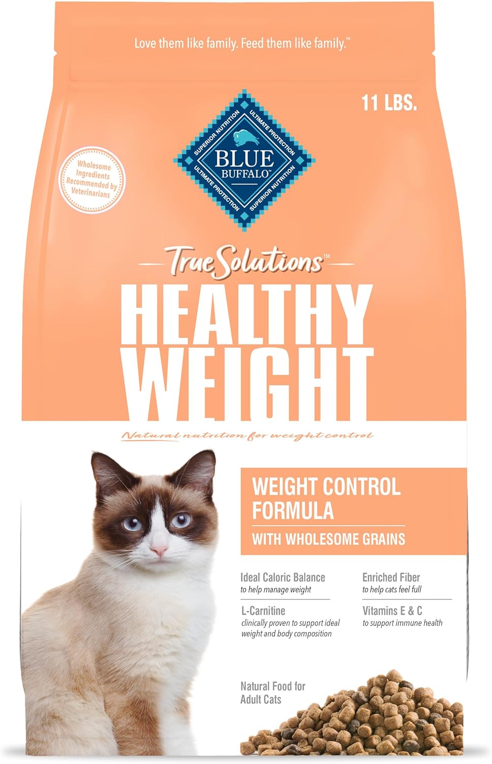 Blue Buffalo True Solutions Healthy Weight Natural Weight Control Adult Dry Cat Food, Chicken 11-lb Bag