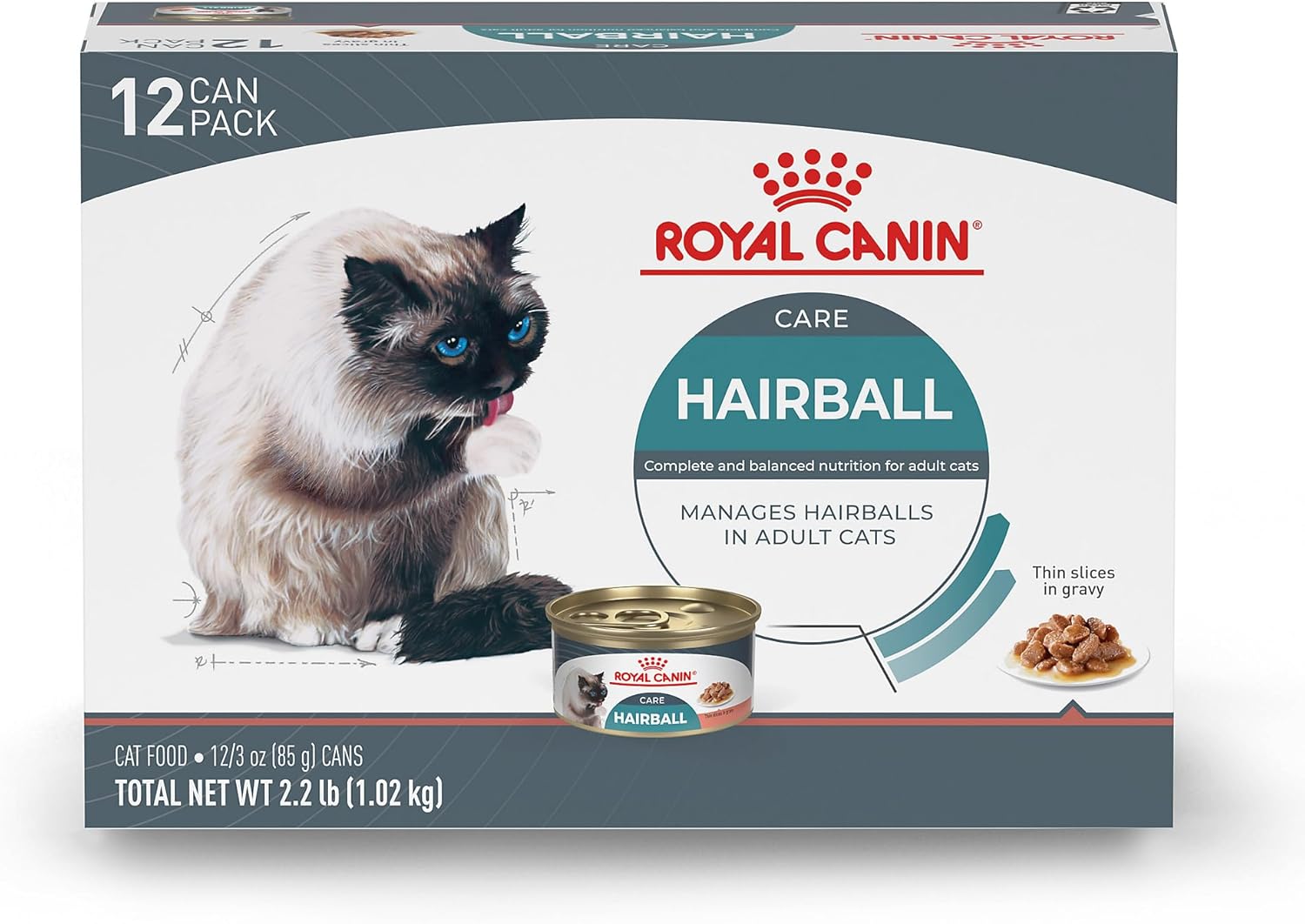 Royal Canin Hairball Care Thin Slices In Gravy Wet Cat Food, 3 oz can (12-count)