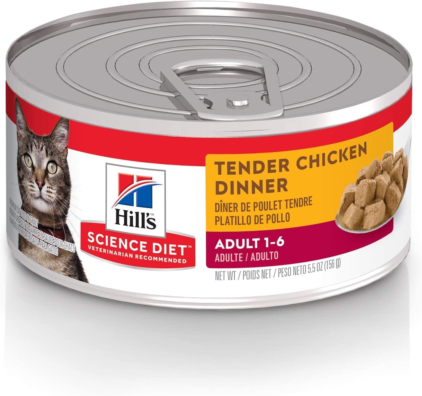 Hill's Science Diet Adult 1-6, Adult 1-6 Premium Nutrition, Wet Cat Food, Chicken Stew, 5.5 oz Can, Case of 24