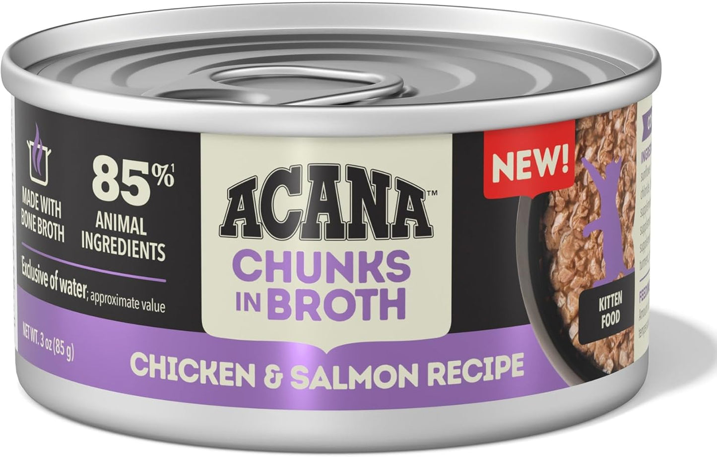 ACANA Chunks in Broth Chicken & Salmon Recipe for Kittens, 3oz (Pack of 12)