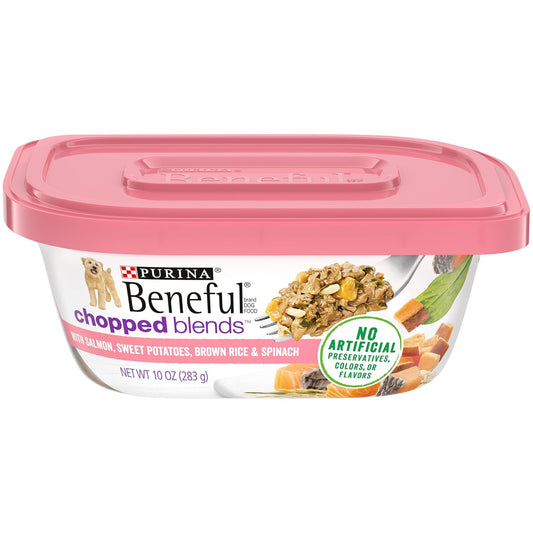 Purina Beneful Wet Dog Food, Chopped Blends With Salmon - (8) 10 oz. Tubs