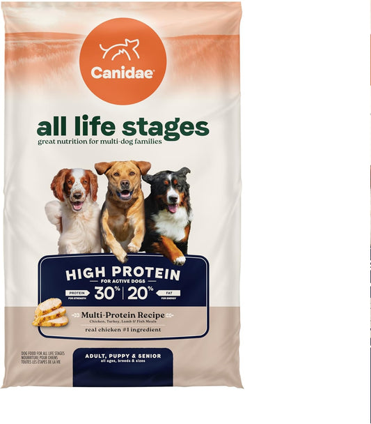 Canidae All Life Stages High Protein Multi-Protein Recipe with Chicken, Turkey, Lamb, and Fish \u2013 Premium Dry Dog Food for All Ages, Breeds, and Sizes\u2013 27 lbs.