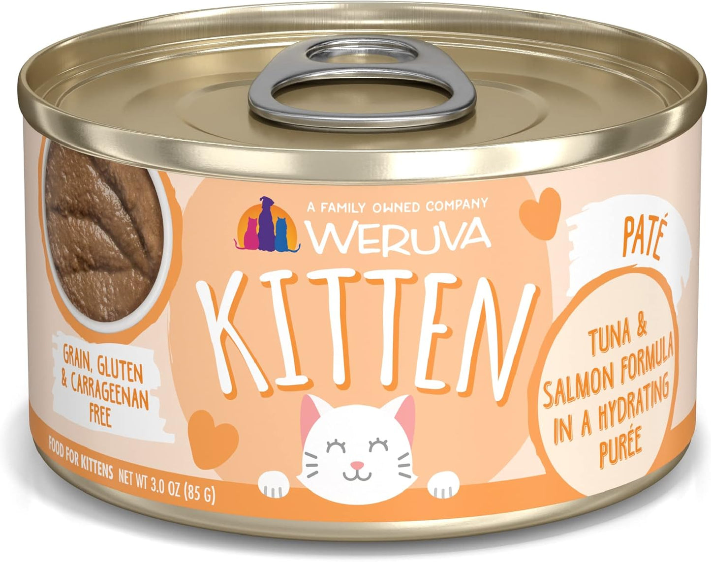 Weruva Kitten, Tuna & Salmon Formula in a Hydrating Purée 3oz Can (Pack of 12)