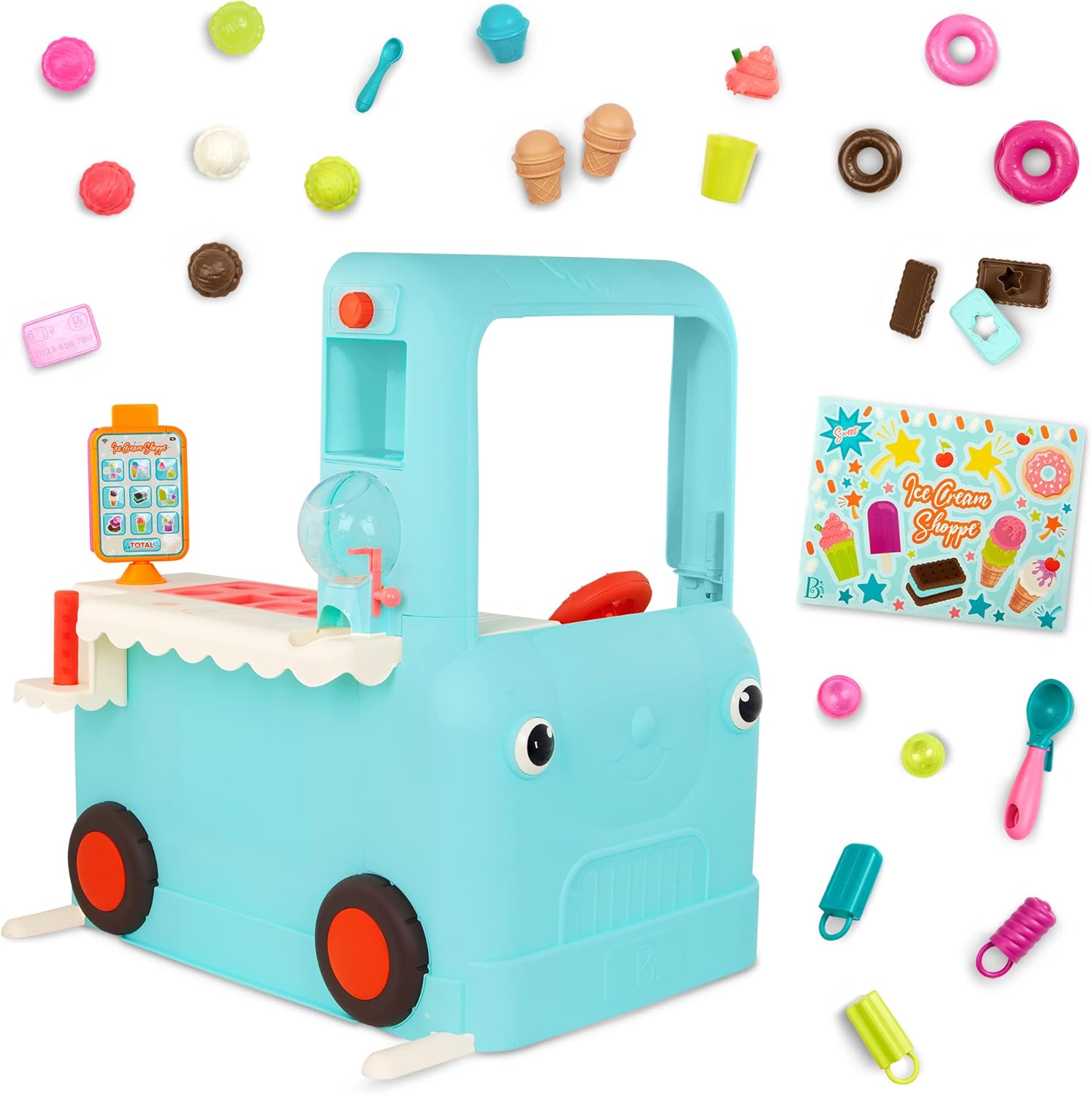 B. toys- Ice Cream Shoppe- Pretend Play Ice Cream Toys, Tablet & Accessories – Interactive Food Truck for Toddlers, Kids – Educational Pretend Play Set – 2 Years +