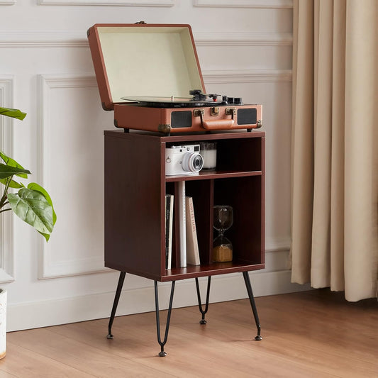 Record Player Stand, Record Player Table, Vinyl Record Stand for Living Room,Turntable Stand Record Player Cabinet with Metal Legs