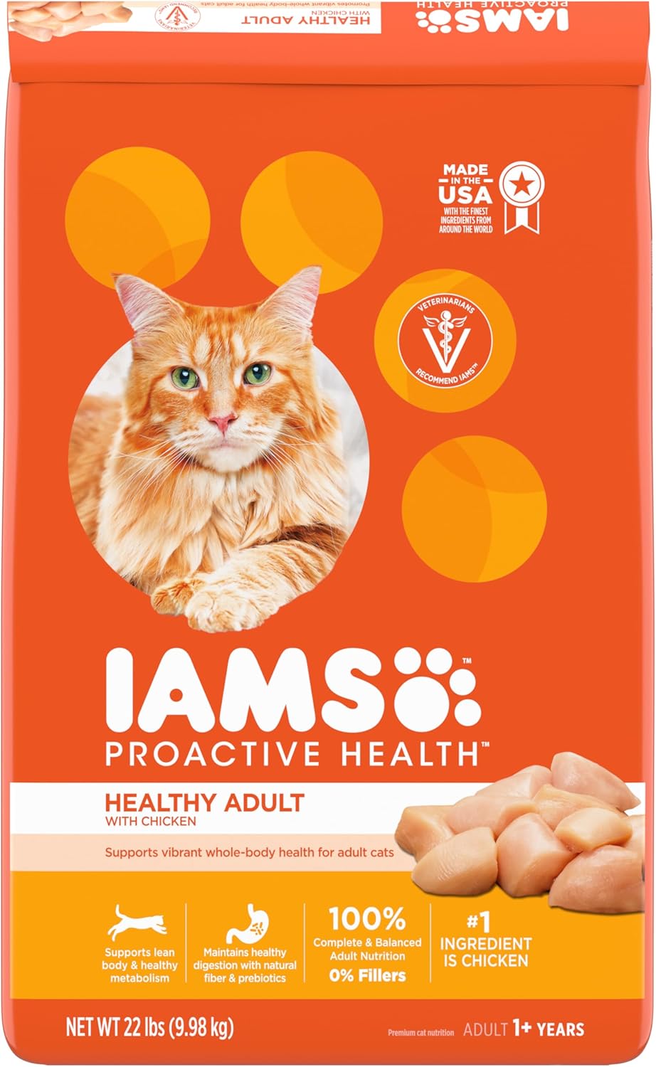 IAMS Proactive Health Healthy Adult Dry Cat Food with Chicken, 22 lb. Bag