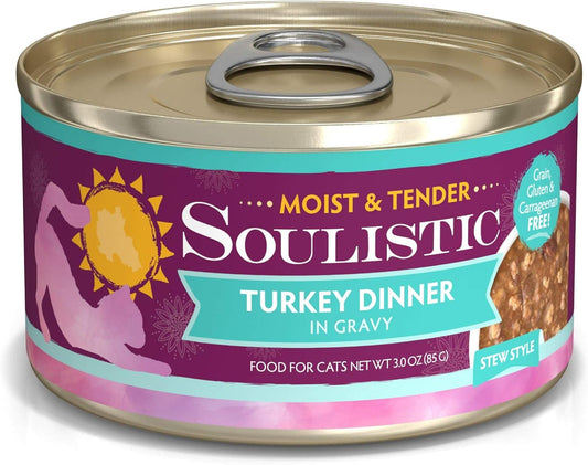 Soulistic Moist & Tender Turkey Dinner in Gravy Wet Cat Food, 3 oz., Case of 12