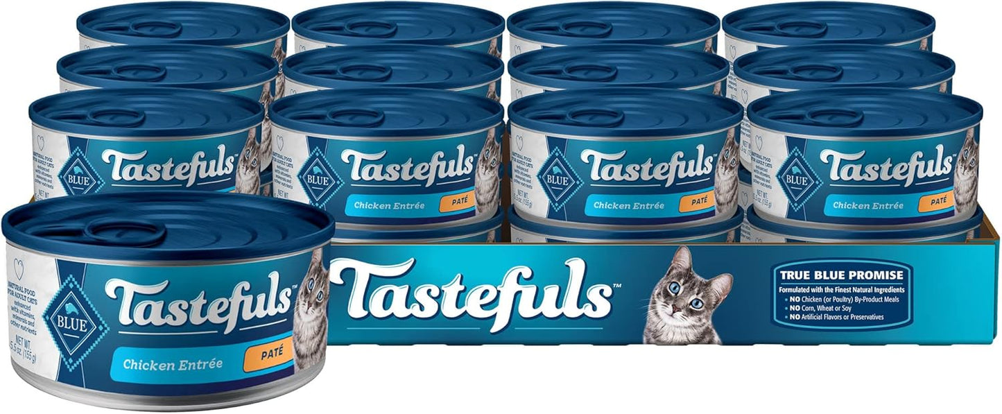 Blue Buffalo Tastefuls Natural Pate Wet Cat Food, Chicken Entrée 5.5-oz cans (Pack of 24)