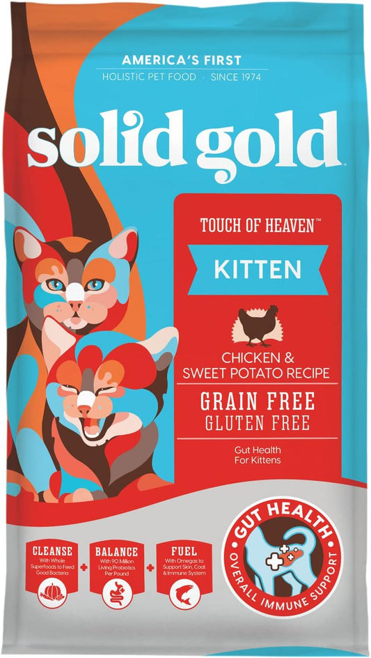 Solid Gold Dry Kitten Food - Made with Real Chicken and Sweet Potato - Touch of Heaven Grain Free Dry Cat Food for Kittens - Natural Support for Bone, Joint and Immune System Development