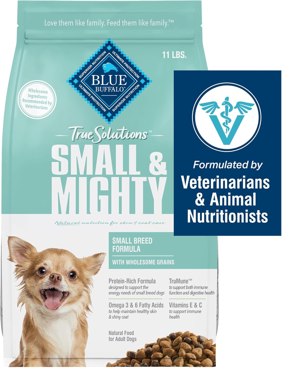 Blue Buffalo True Solutions Small & Mighty Natural Dry Food for Adult Small Breed Dogs, Chicken, 11-lb Bag