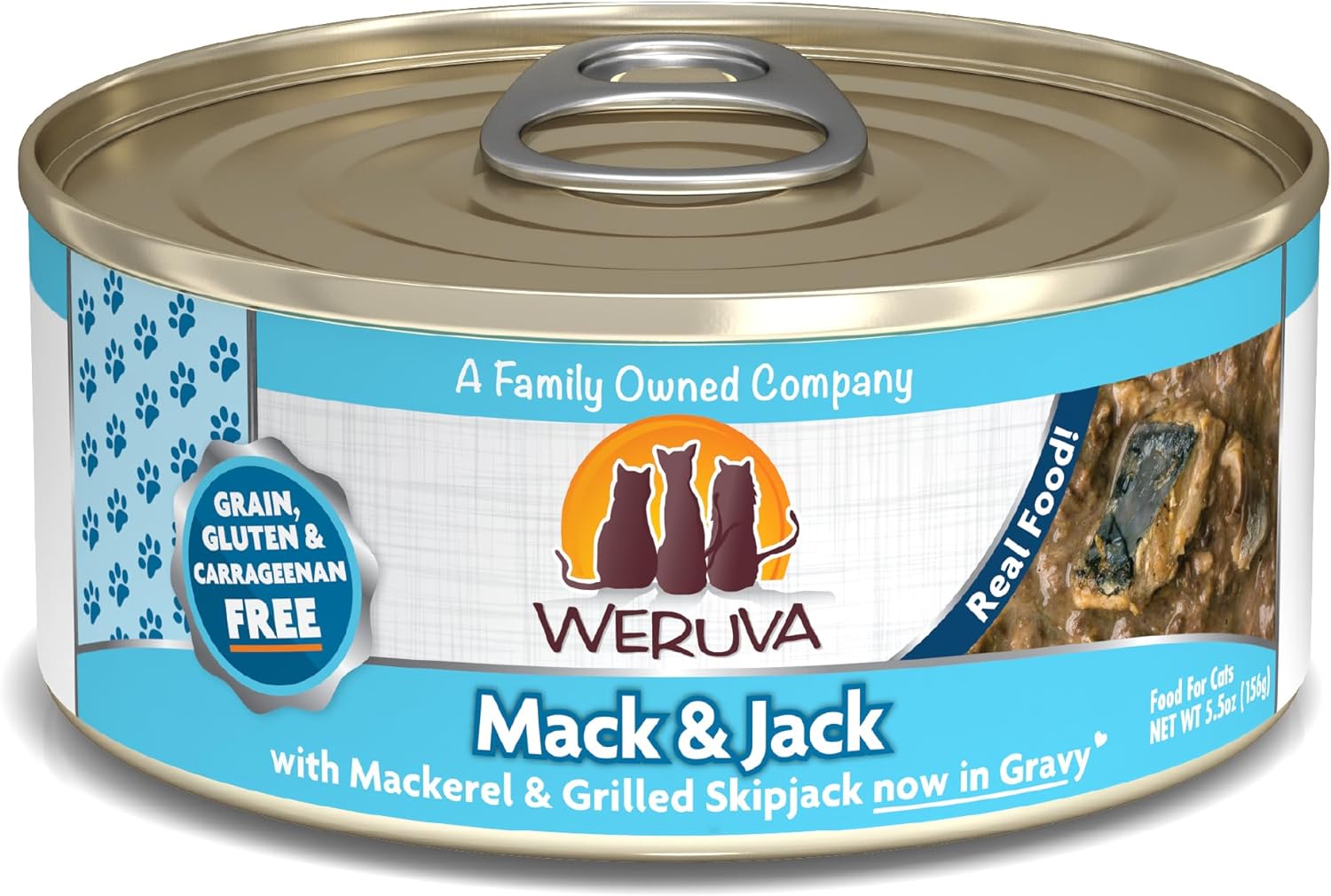 Weruva Classic Cat Food, Mack & Jack with Mackerel & Grilled Skipjack, 5.5oz Can (Pack of 24)