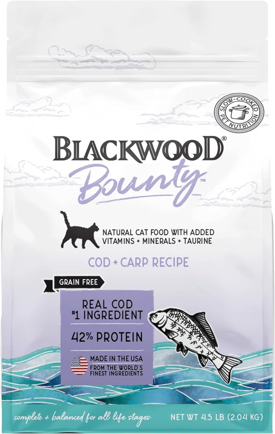 Blackwood Bounty Grain Free Cat Food, Cod and Carp Recipe, 4.5 lb. Bag