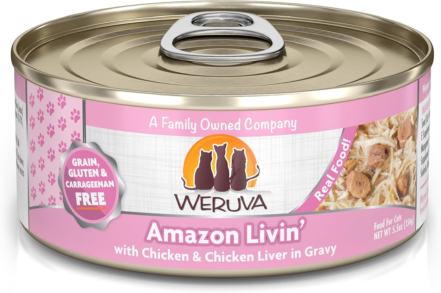 Weruva Classic Cat Food, Amazon Livin' with Chicken Breast & Chicken Liver in Gravy, 5.5oz Can (Pack of 24)