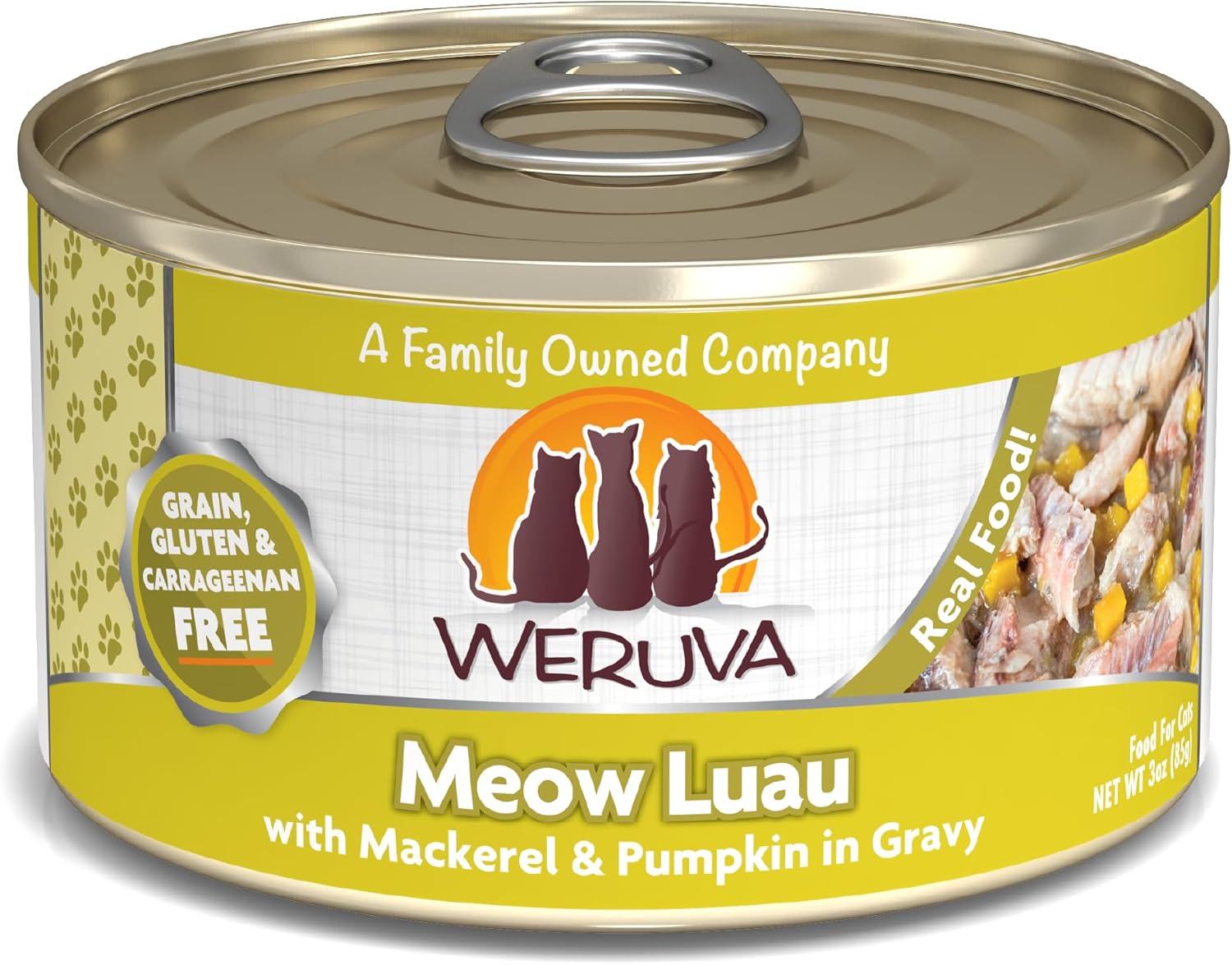 Weruva Classic Cat Food, Meow Luau with Mackerel & Pumpkin in Gravy, 3oz Can (Pack of 24)