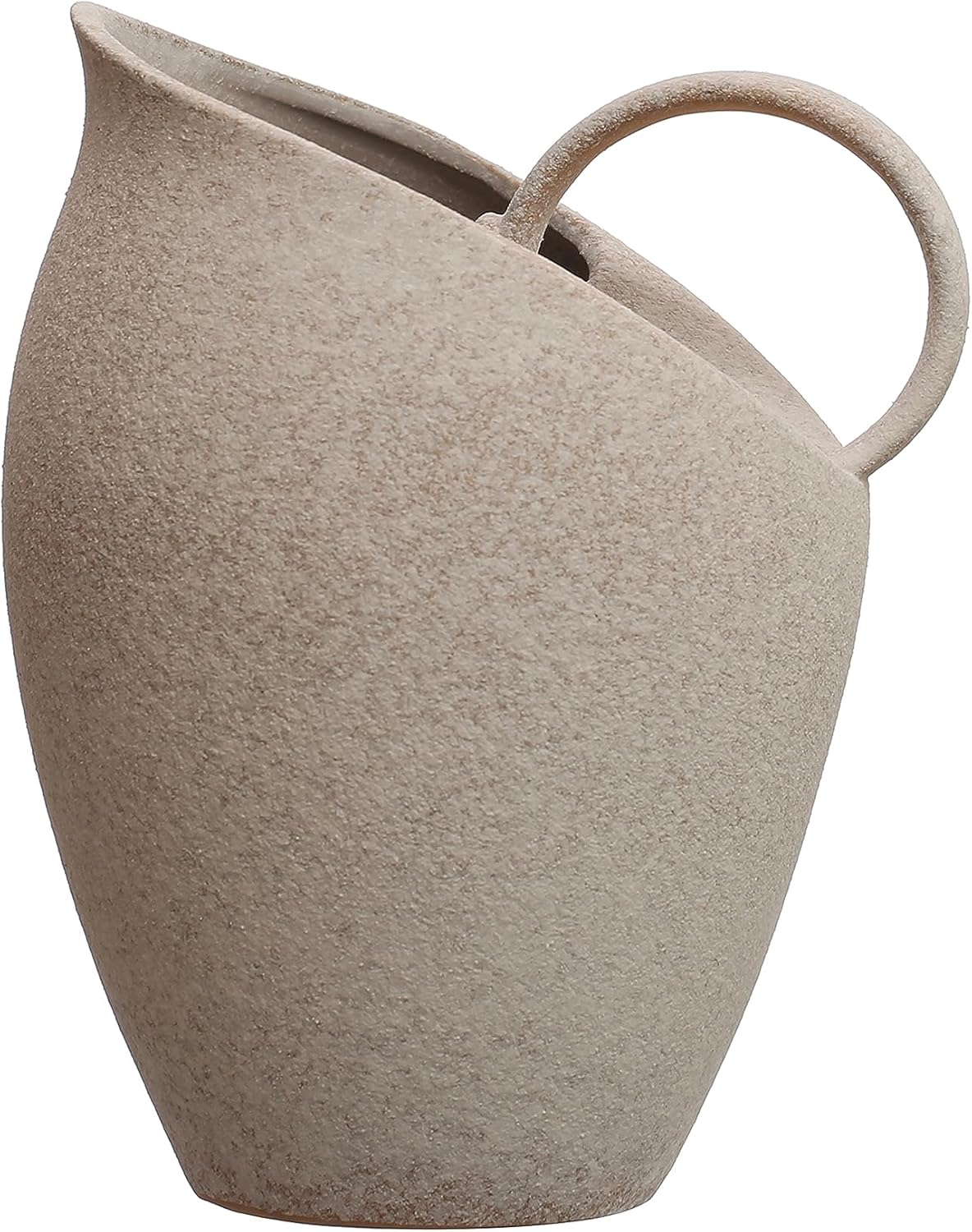 Bloomingville 9 Inches 82-Ounce Textured Stoneware Reactive Glaze, White Pitcher