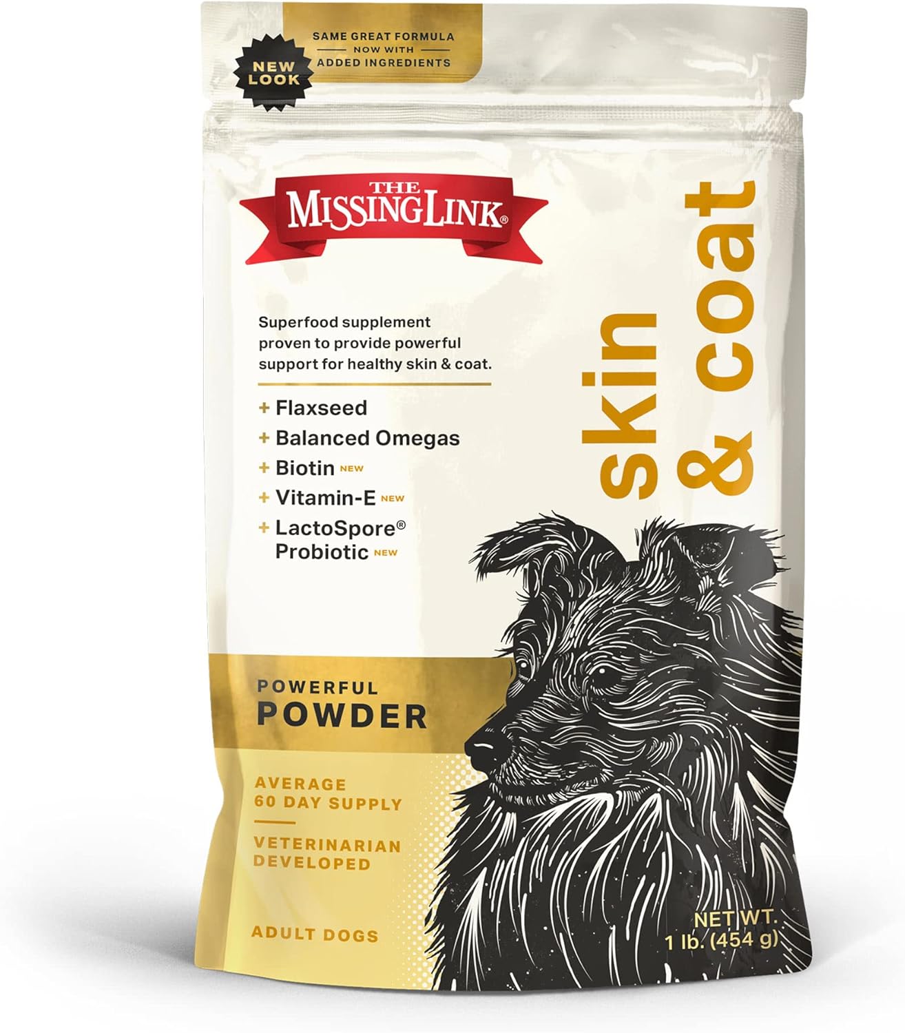 The Missing Link Original All Natural Superfood Dog Supplement- Balanced Omega 3 & 6 to support Healthy Skin & Coat \u2013 Skin & Coat Formula \u2013 1 lb.