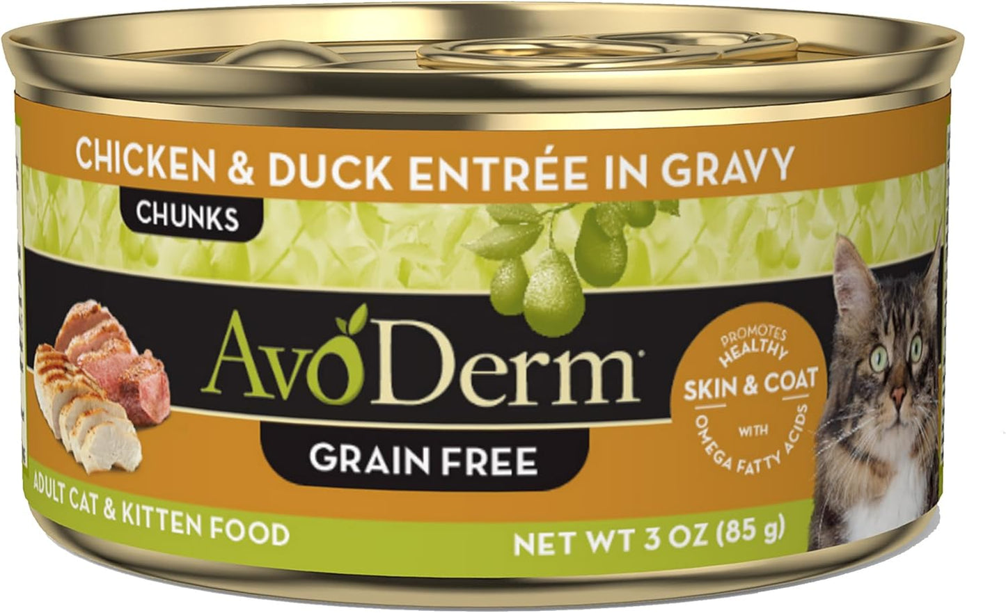 Avoderm Grain Free Wet Cat Food, Chicken & Duck Recipe, 3-Ounce Cans, Case Of 24