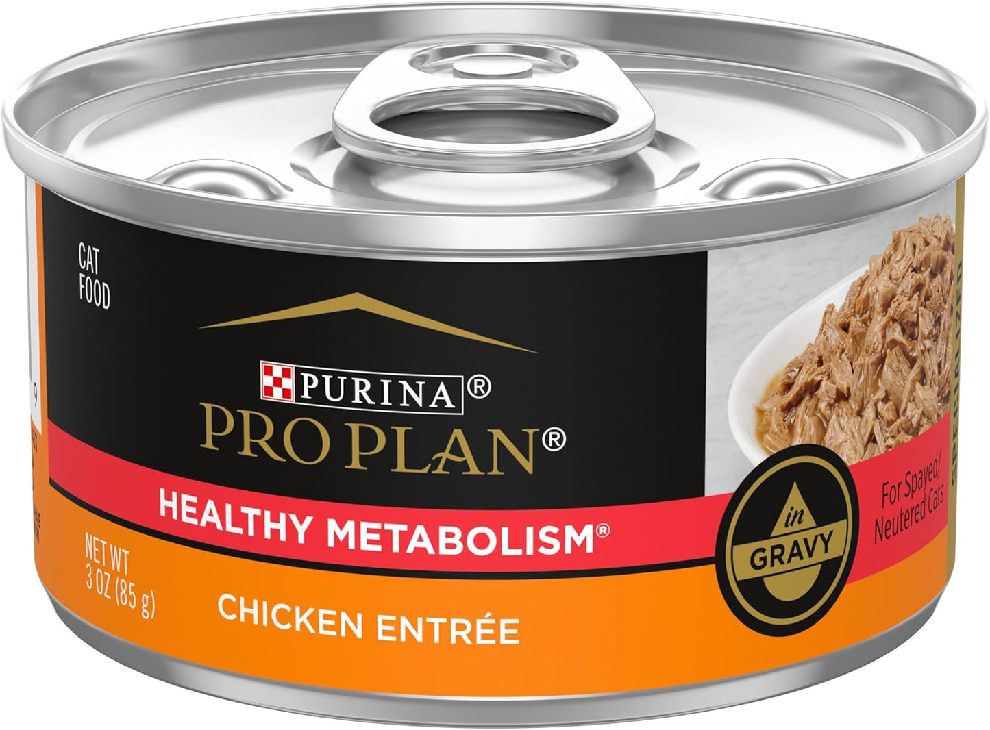 Purina Pro Plan High Protein Gravy Wet Cat Food, SPECIALIZED Healthy Metabolism Formula Chicken Entree - (Pack of 24) 3 oz. Pull-Top Cans