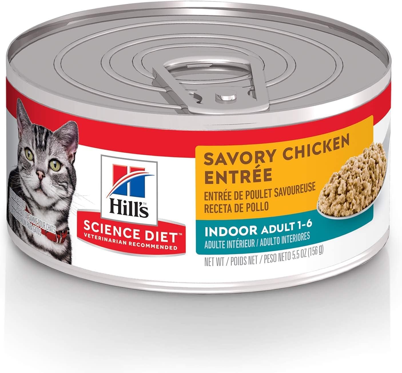 Hill's Science Diet Indoor, Adult 1-6, Easy Litter Box Cleanup, Wet Cat Food, Chicken Minced, 5.5 oz Can, Case of 24