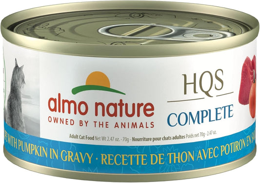 Almo Nature HQS Complete Wet Cat Food Tuna Recipe with Pumpkin in gravy 2.47 oz (Pack of 12)