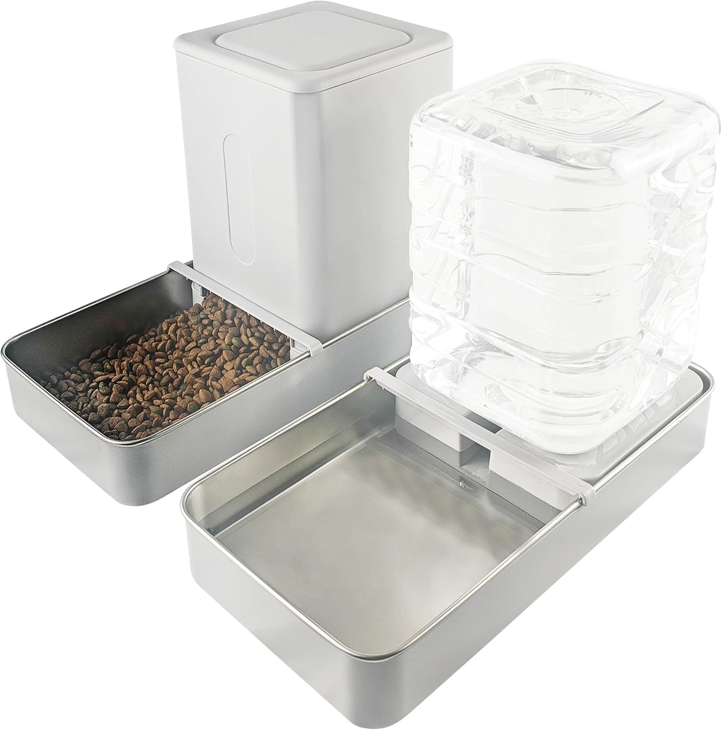 Automatic Cat Feeder and Water Dispenser with Stainless Steel Bowl,Gravity Pet Food and Water Feeders,Gravity Food Feeder and Waterer for Small Medium Dog Puppy Kitten Large Capacity(3.8L)