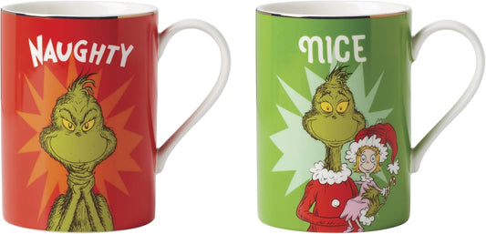 Lenox Merry Grinchmas Naughty & Nice Mug Set, 2 Count, Green