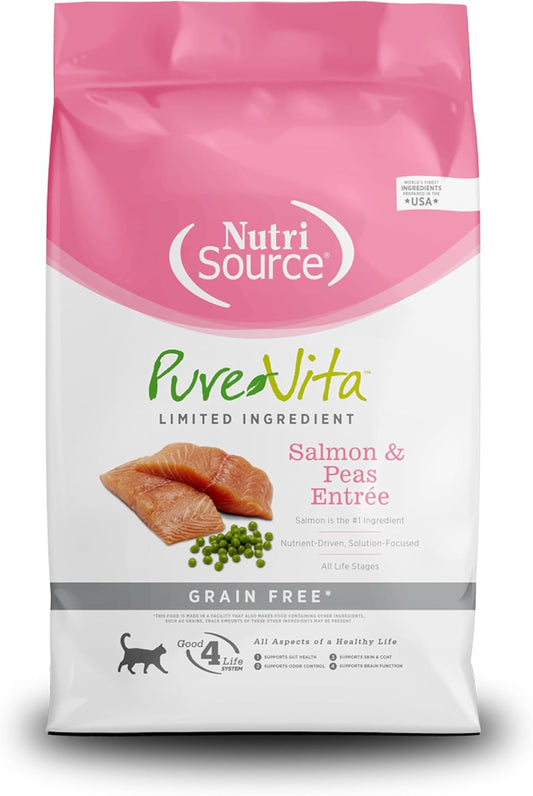 Pure Vita Grain Free Salmon & Peas Cat Food 6.6 Lb, Packaging May Vary