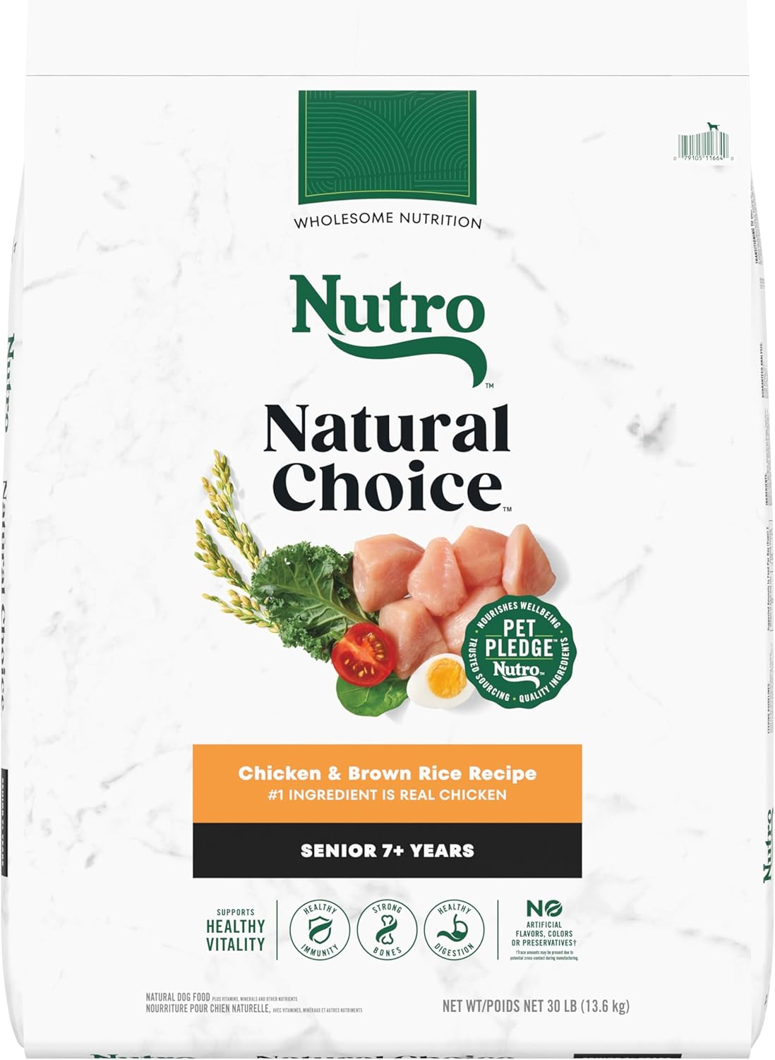 Nutro Natural Choice Senior Dry Dog Food, Chicken and Brown Rice Recipe, 30 lbs.