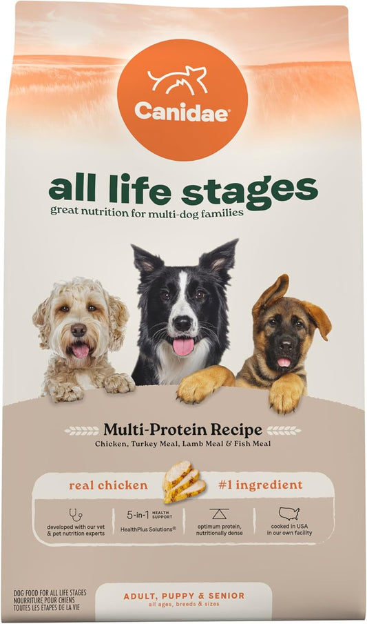 Canidae All Life Stages Multi-Protein Recipe with Chicken, Turkey, Lamb, and Fish \u2013 High Protein Premium Dry Dog Food for All Ages, Breeds, and Sizes\u2013 40 lbs.