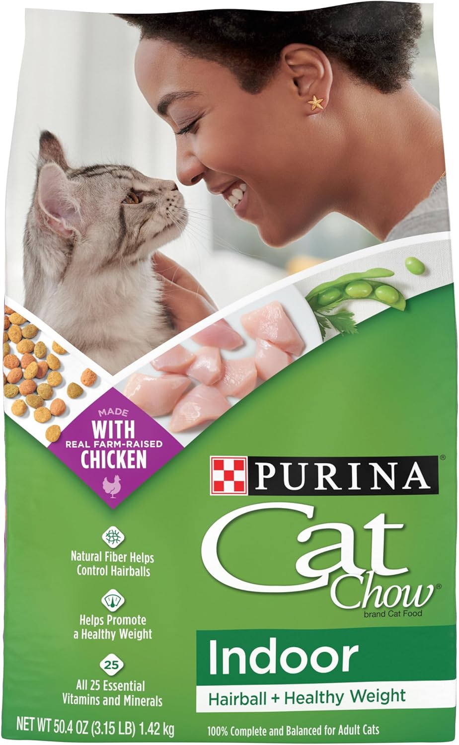 Purina Cat Chow Indoor Dry Cat Food, Hairball + Healthy Weight - (Pack of 4) 3.15 lb. Bags