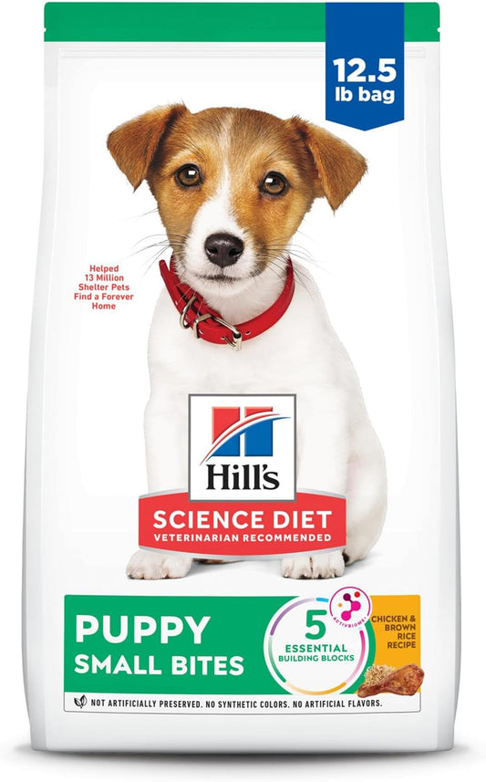 Hill's Science Diet Puppy, Puppy Premium Nutrition, Small Kibble, Dry Dog Food, Chicken & Brown Rice, 12.5 lb Bag