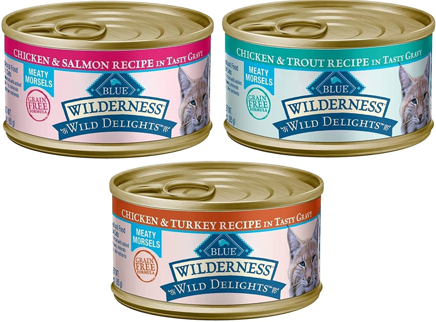 (12 Pack) Blue Wildernes Variety Bundle Pack Cat Food - 3 Flavors (4 Chicken & Trout , 4 Chicken & Salmon ,4 Chicken & Turkey) 3 oz