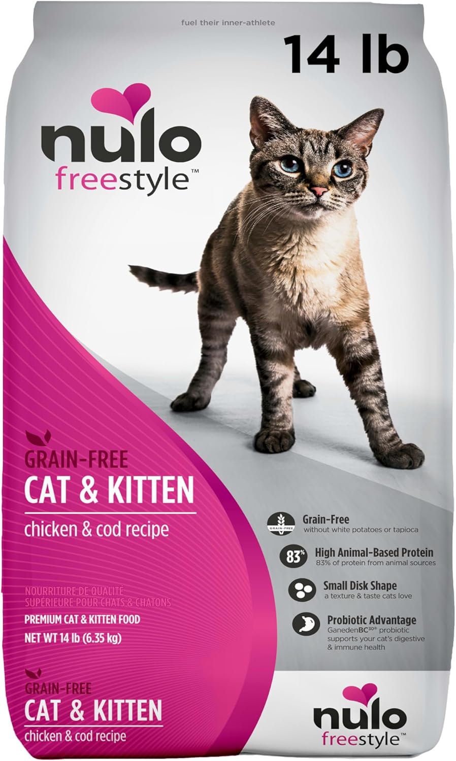 Nulo Freestyle Cat & Kitten Food, Premium Grain-Free Dry Small Bite Kibble Cat Food, High Animal-Based Protein with BC30 Probiotic for Digestive Health Support, 14 Pound (Pack of 1)