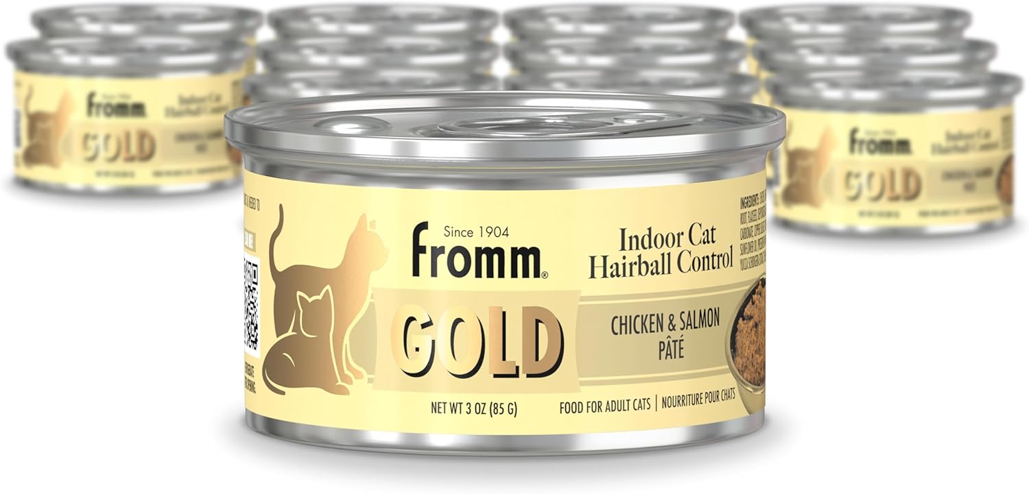 Fromm Indoor Gold Chicken & Salmon Pate Cat Food - Premium Wet Cat Food - Chicken Recipe - Case of (12) 3 oz Cans