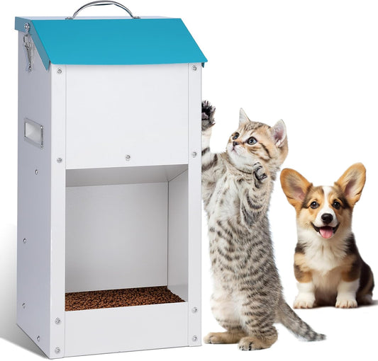 Automatic Cat Feeder Outdoor 25cups/6L Automatic Dog Feeder Cat Food Dispenser with Storage Gravity Pet Feeder Pet Feeding Station Galvanized Pet Feeder