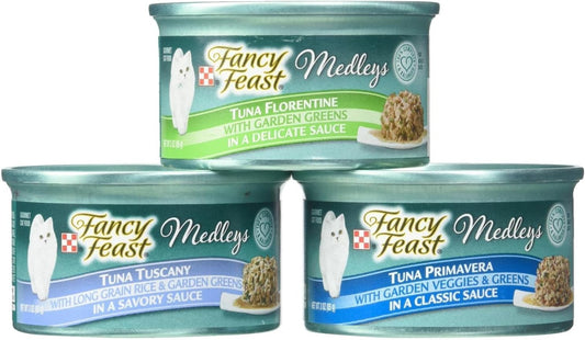 Fancy Feast Purina Medleys Variety Collection Cat Food - Tuna Recipe - 3 Oz, 12 Case