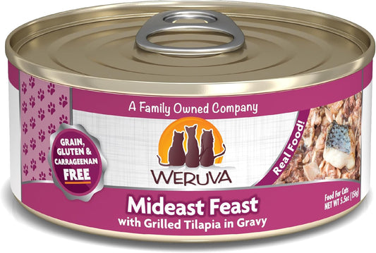 Weruva Classic Cat Food, Mideast Feast with Grilled Tilapia in Gravy, 5.5oz Can (Pack of 24)