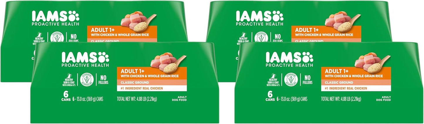 Iams Proactive Health Adult Wet Dog Food Classic Ground with Chicken and Whole Grain Rice, Chicken & Rice, 13 Ounce (Pack of 24)