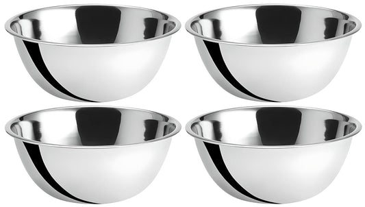 OCS Parts 8 Quart Mixing Bowls | Set of 4 | 13.25-Inch Stainless Steel Professional Grade Flat Base Mixing Bowls for Home and Commercial Kitchens