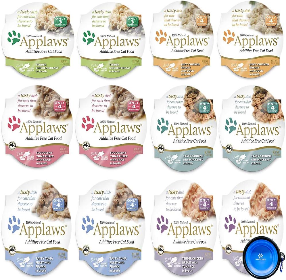 Applaws Cat Food in Broth Pots Variety Pack,Bowl - 6 Flavors - 2.12 Ounces Each (12 Total) Pots,