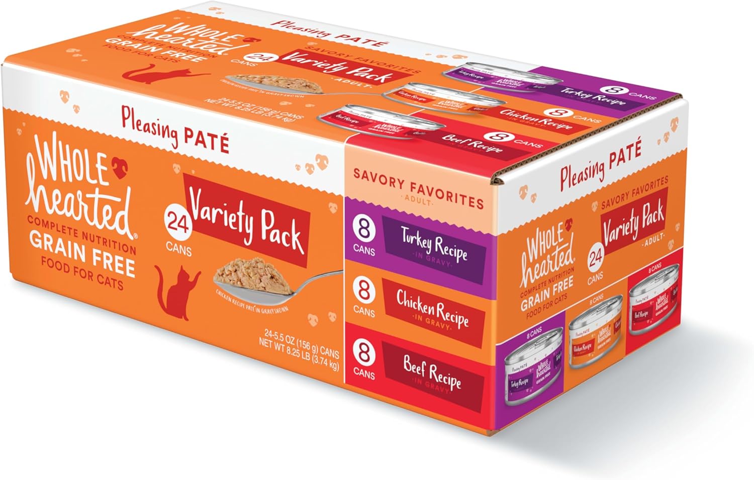 WholeHearted Grain Free Pate Savory Favorites Adult Wet Cat Food Variety Pack 5.5 oz. Count of 24