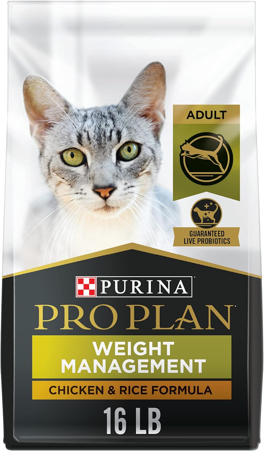 Purina Pro Plan Weight Control Dry Cat Food, Chicken and Rice Formula - 16 lb. Bag