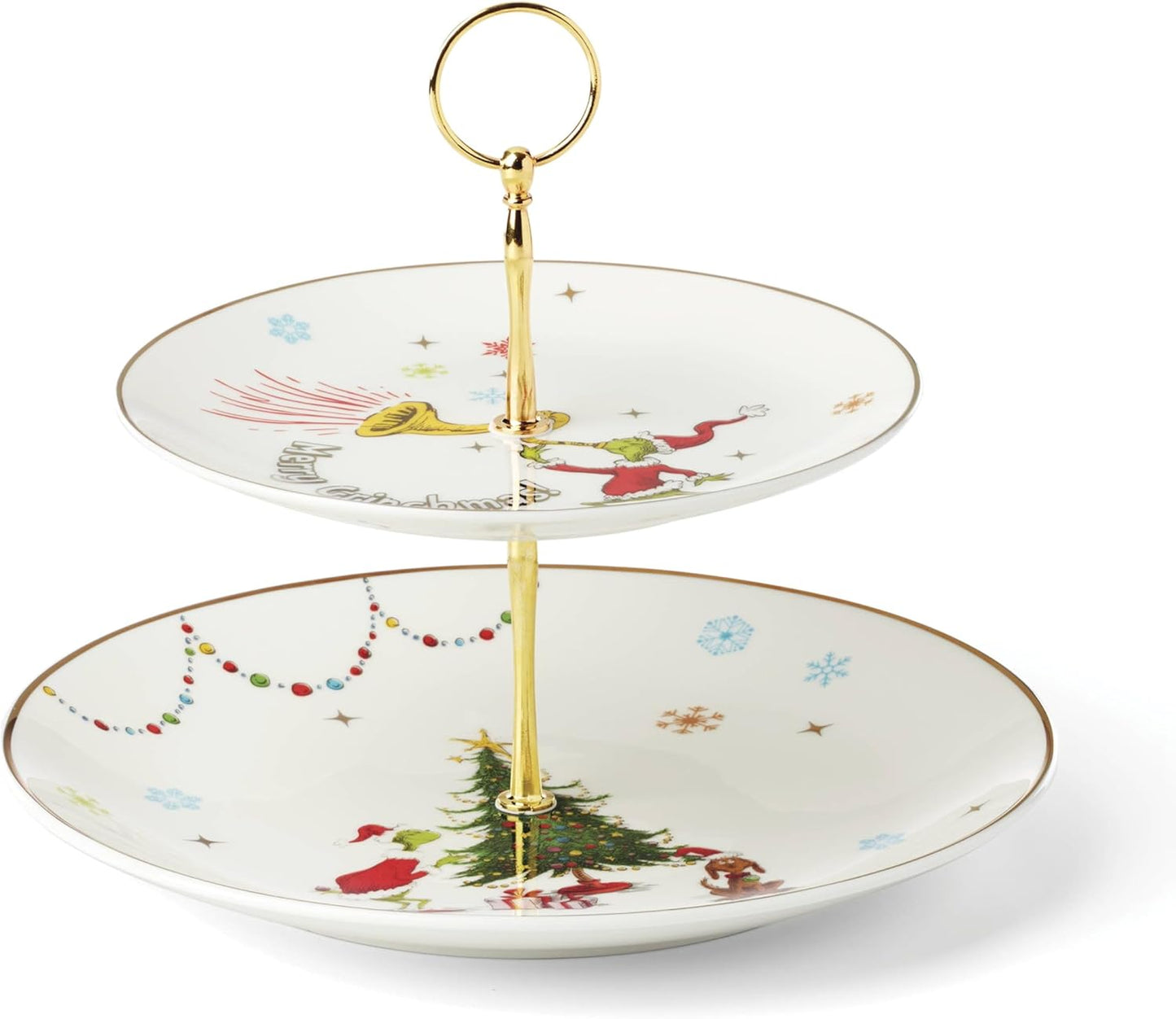 Lenox 897085 Merry Grinchmas Dinnerware 2-Tiered Server, Christmas & Holiday Hosting