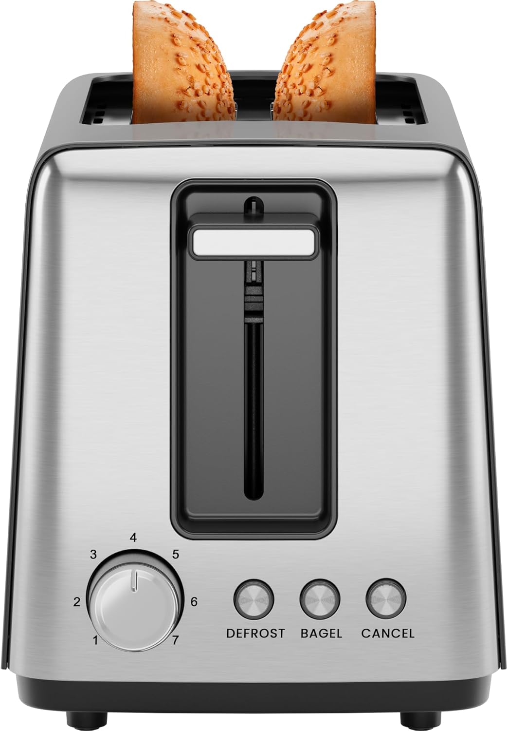 Chefman 2 Slice Toaster, 7 Shade Settings, Small Toaster 2 Slice with Removable Crumb Tray, Thick Bread Toaster and Bagel Toaster, Defrost, Cancel, Perfect for Toaster Pastries \u2013 Black