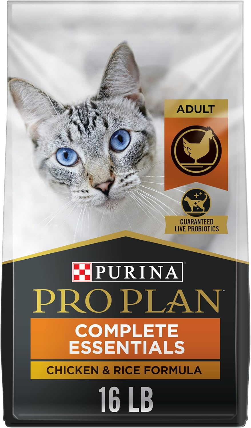 Purina Pro Plan High Protein Cat Food With Probiotics for Cats, Chicken and Rice Formula - 16 lb. Bag