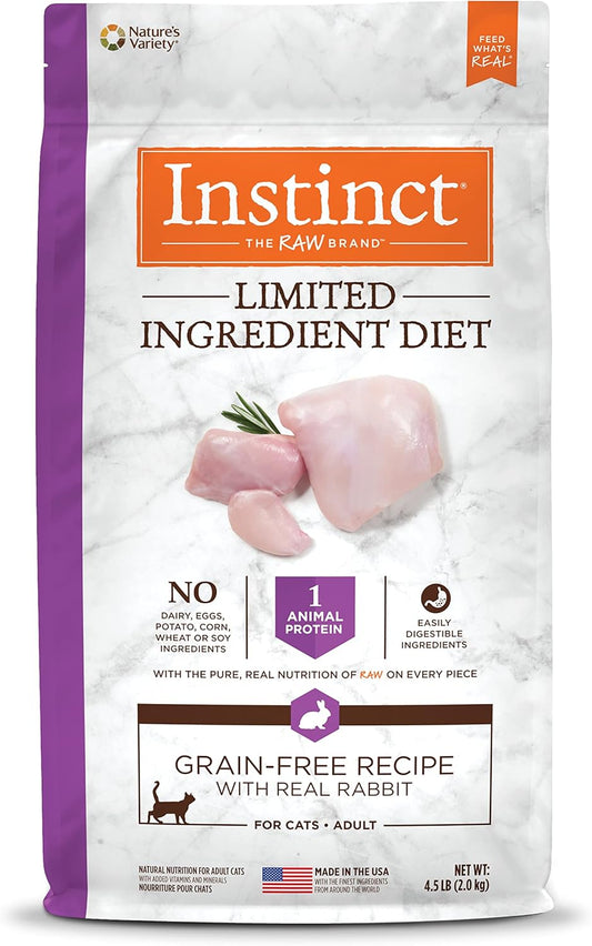 Instinct Limited Ingredient Diet Grain Free Recipe with Real Rabbit Natural Dry Cat Food, 4.5 lb. Bag