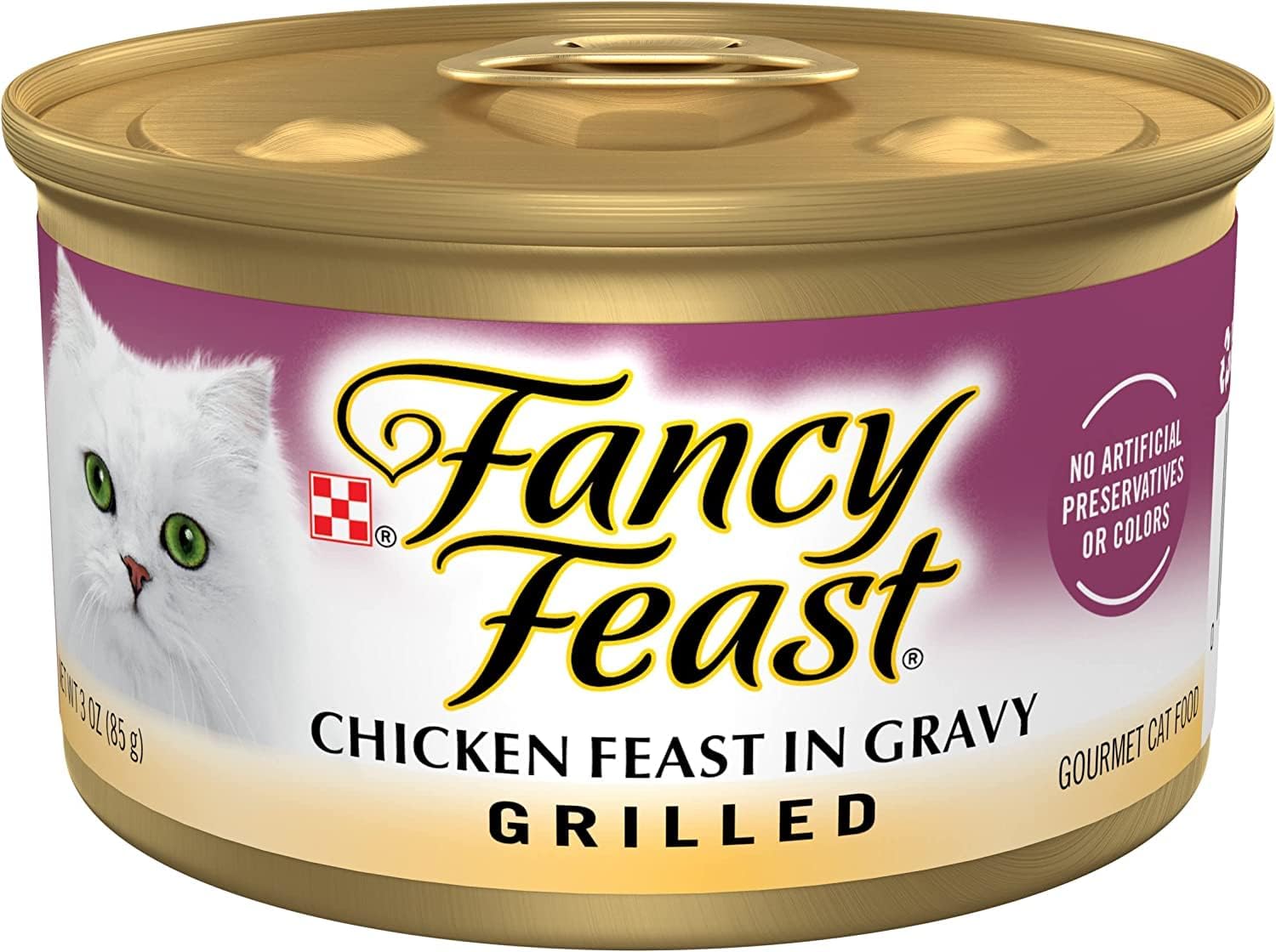 Fancy Feast Grilled Wet Cat Food Gravy - Premium Canned Cat Food Pate Chicken Feast in Gravy (3 Oz Cans, Pack of 12) - Cat Pate Includes Attached Nutrients and Ingredients Encyclopedia