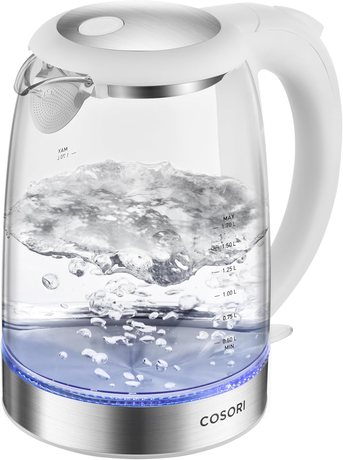 COSORI Electric Kettle, No Plastic Contact with Water, 1.7L\/1500W, Stainless Steel Inner Lid & Filter, Tea Kettle For Coffee & Tea, Hot Water Kettle Teapot Boiler & Heater, Automatic Shut Off, White