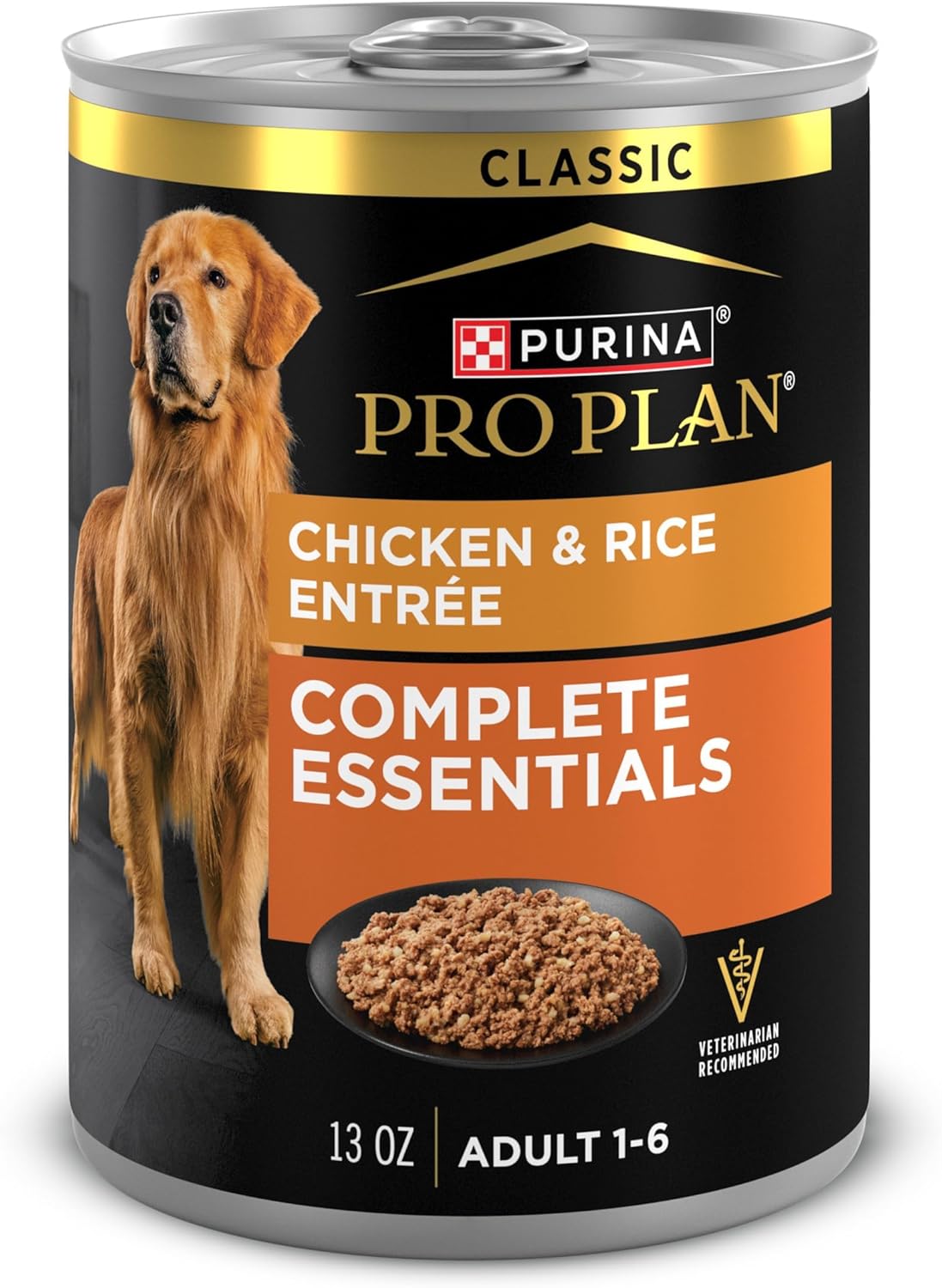 Purina Pro Plan Complete Essentials Classic Pate Dog Food, Chicken and Rice Entrée - (Pack of 12) 13 oz. Cans